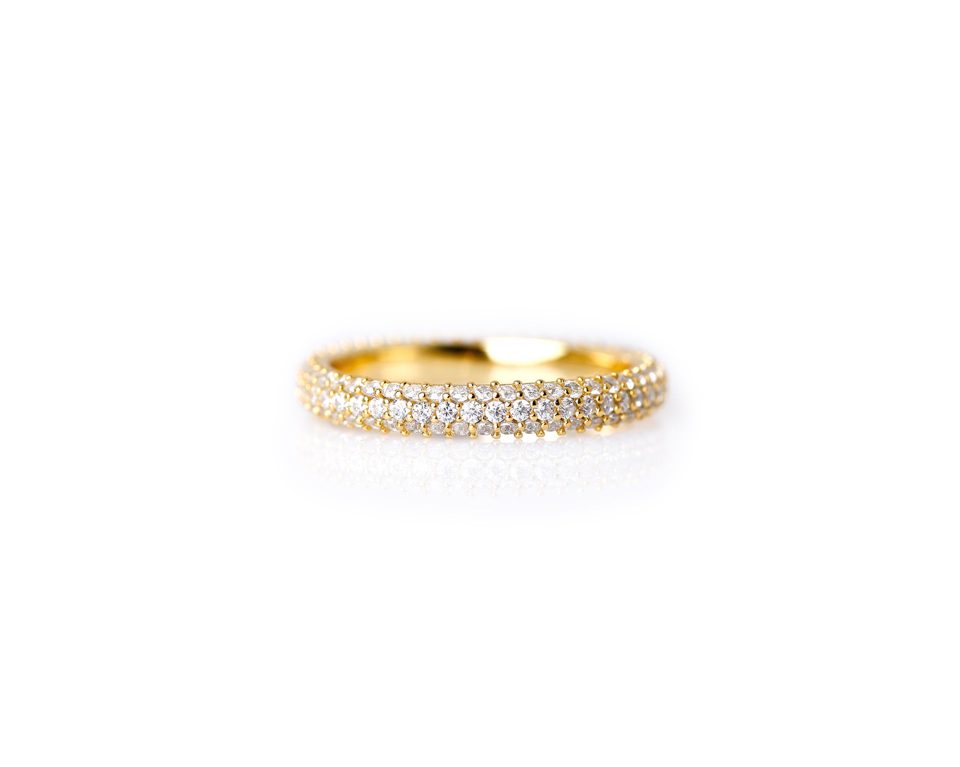PAVÉ RING 18K VERGOLDET 925 SILBER MIT ZIRKONIA