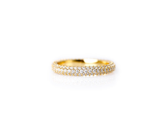 PAVÉ RING 18K VERGOLDET 925 SILBER MIT ZIRKONIA
