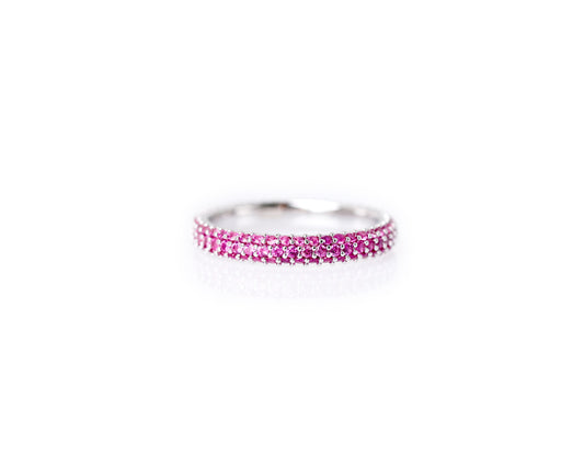 PAVÉ RING 925 SILBER MIT PINKEN ZIRKONIA