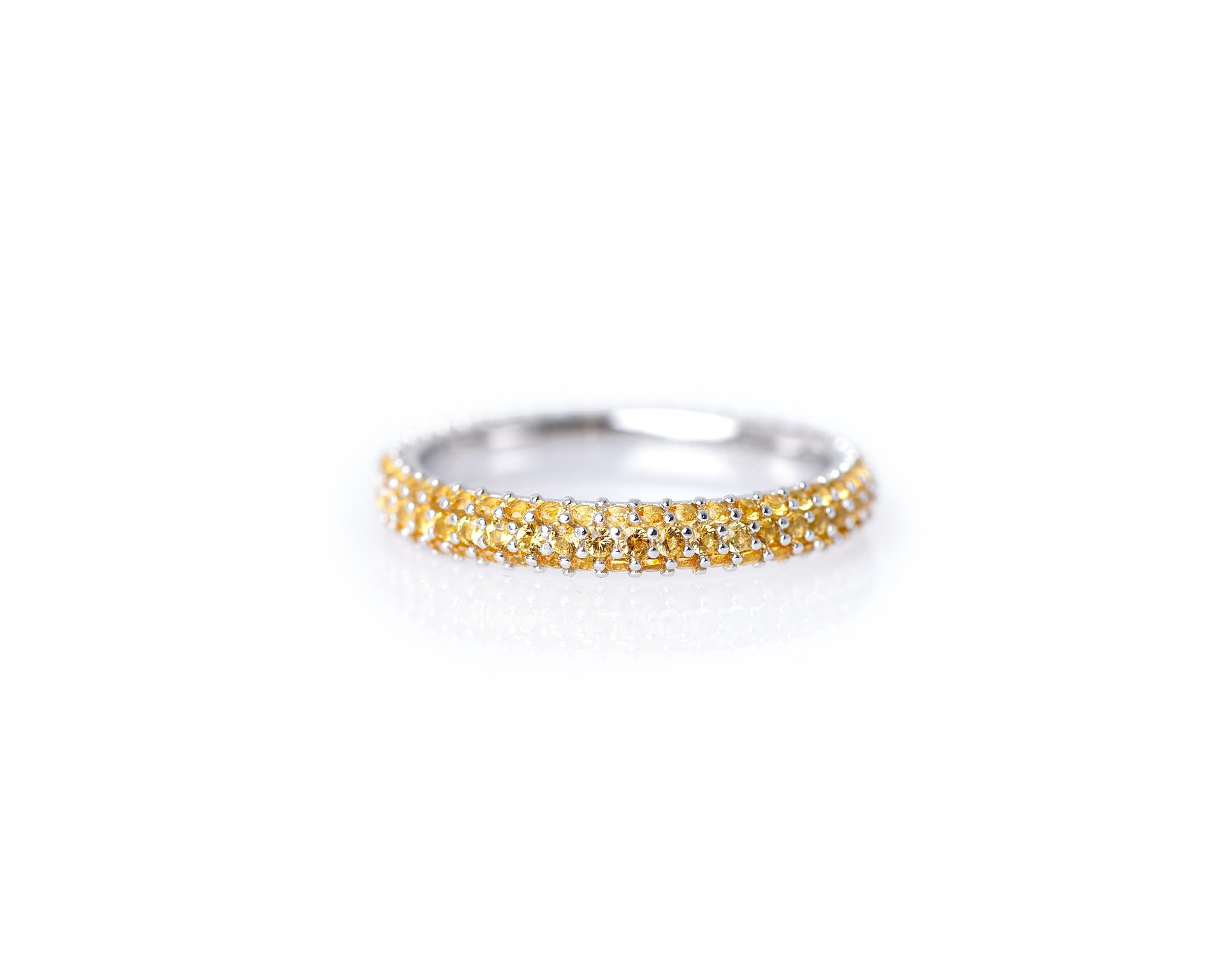 PAVÉ RING 925 SILBER MIT GELBEN ZIRKONIA