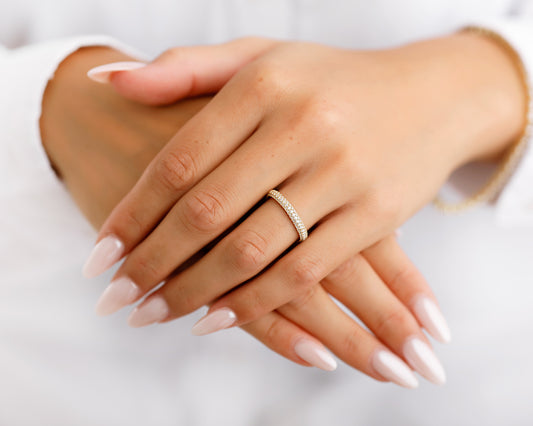 PAVÉ RING 18K VERGOLDET 925 SILBER MIT ZIRKONIA