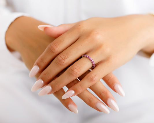 PAVÉ RING 925 SILBER MIT PINKEN ZIRKONIA