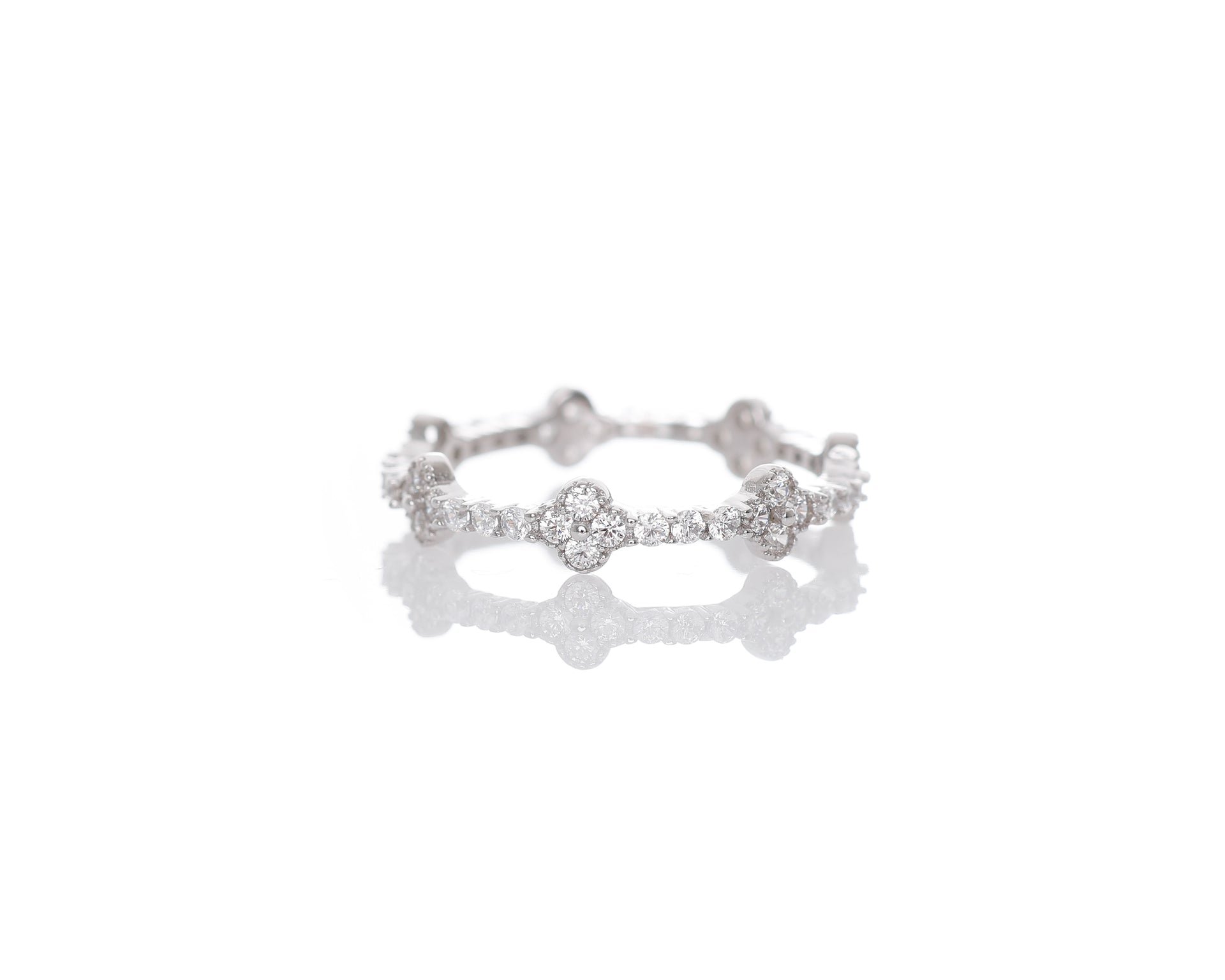 KLEEBLATT RING 925 SILBER MIT ZIRKONIASTEINEN