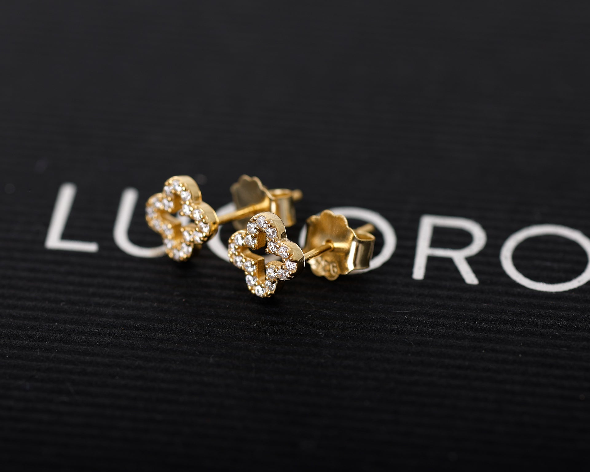 KLEEBLATT OHRSTECKER 18K 925 SILBER MIT ZIRKONIA