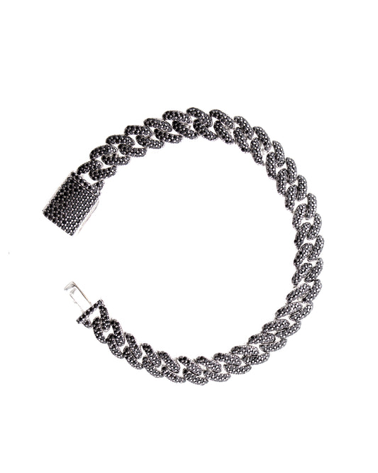 Miami Cuban Link iced Out Armband 8mm Black 925 Sterlingsilber Cubic Zirkonia - Lucoro Diamonds