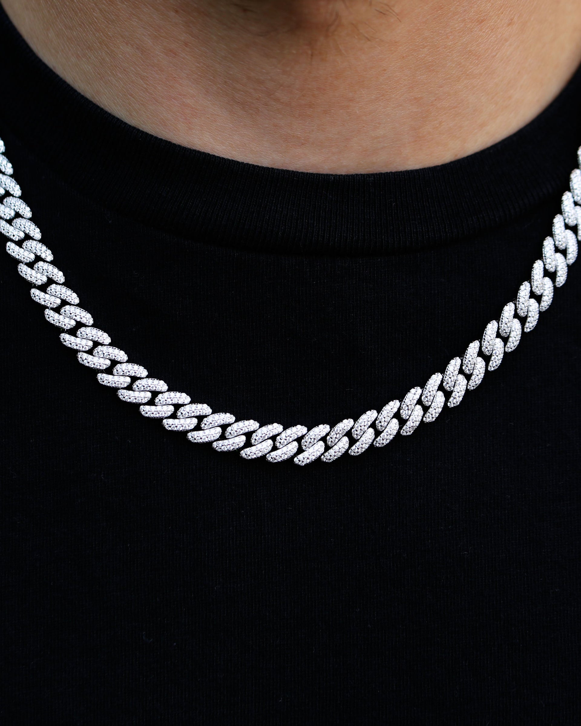 Miami Cuban Link Kette Iced Out 8mm 925 Sterlingsilber massiv Cubic Zirkonia - Lucoro Diamonds