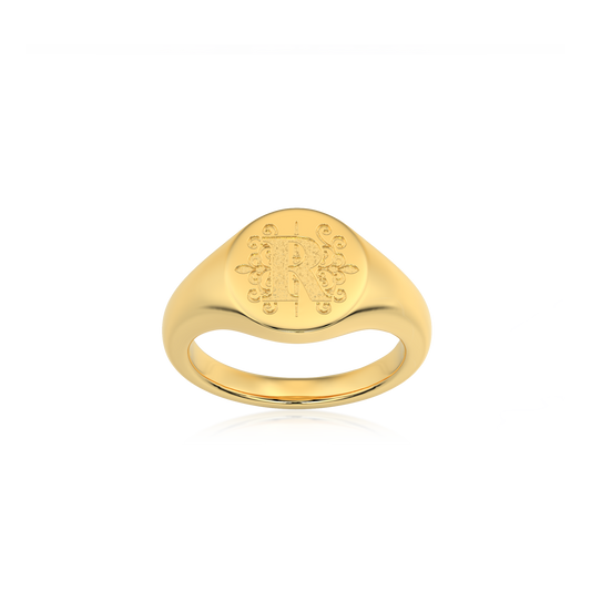RUNDER MONOGRAMM-RING SILBER