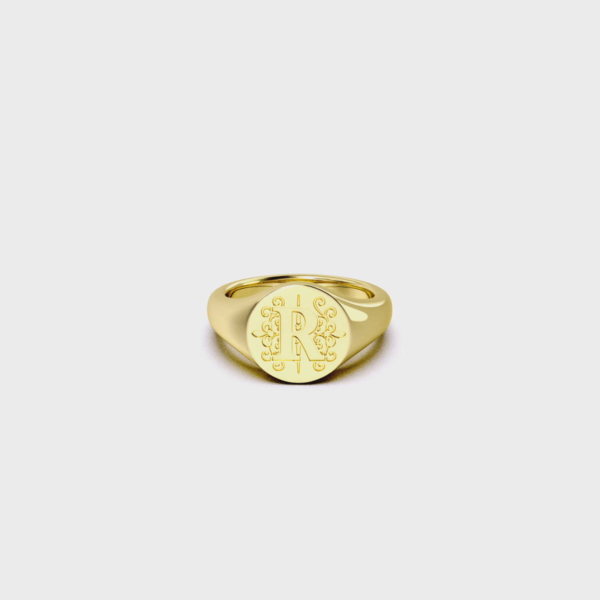 RUNDER MONOGRAMM-RING SILBER