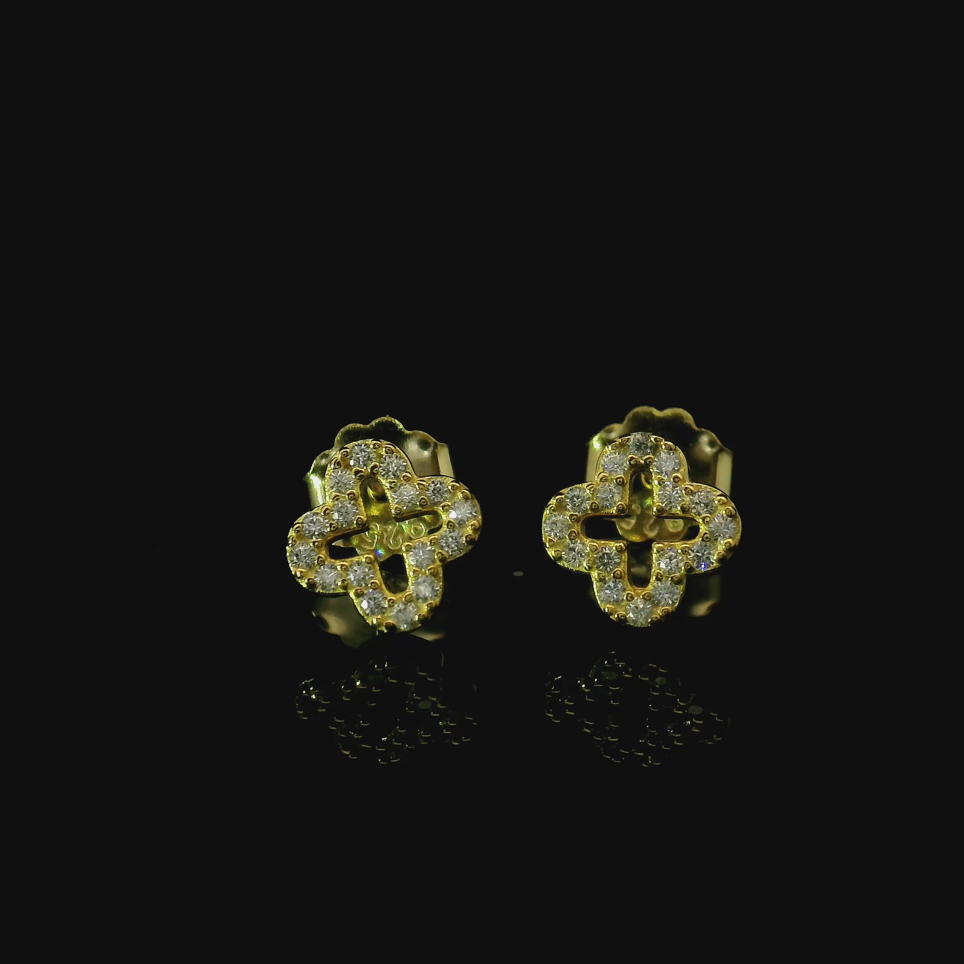 KLEEBLATT OHRSTECKER 18K 925 SILBER MIT ZIRKONIA