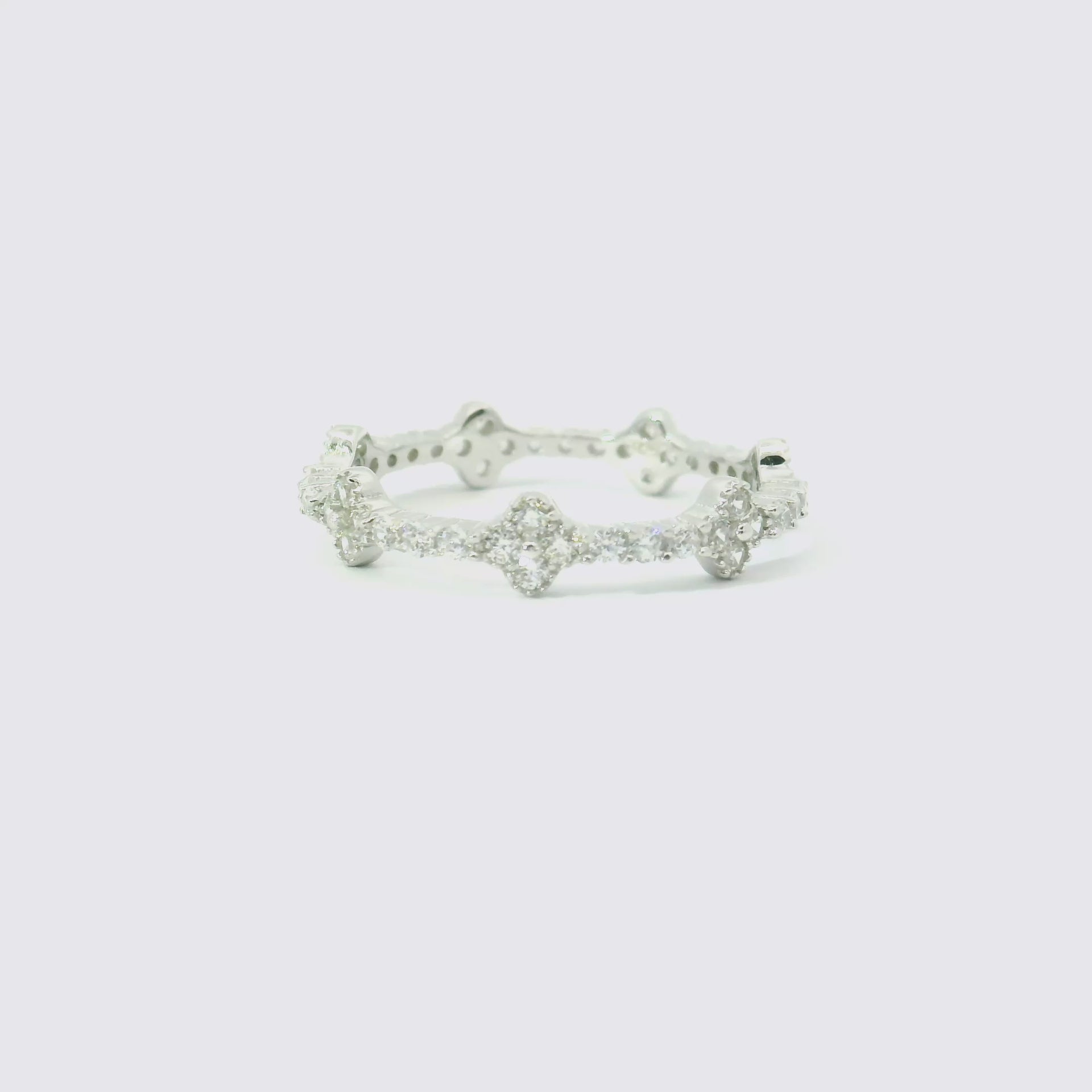 KLEEBLATT RING 925 SILBER MIT ZIRKONIASTEINEN