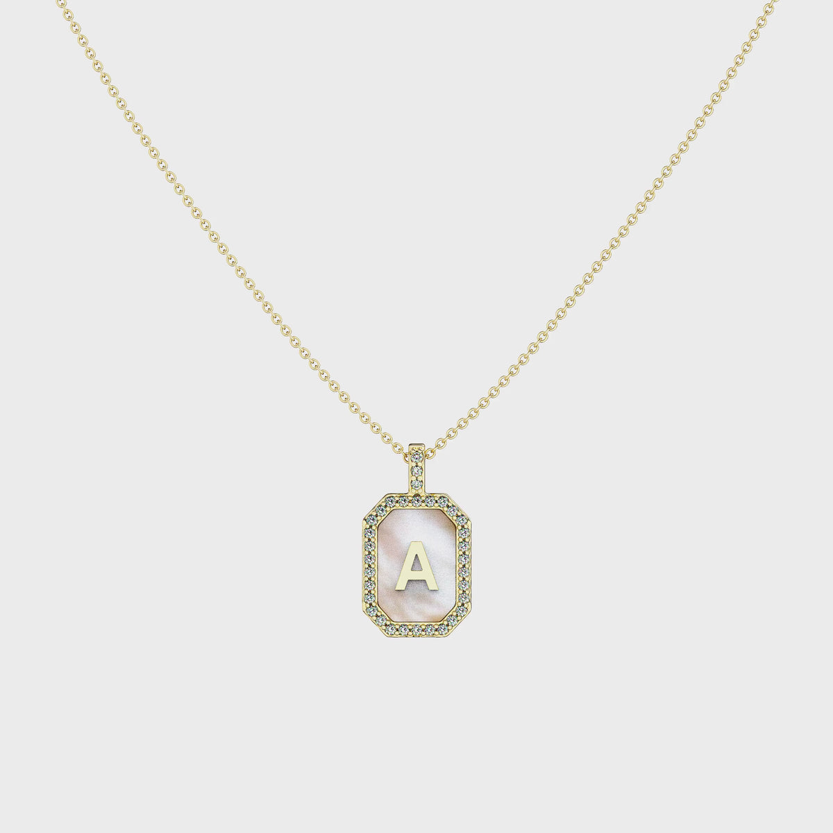 PERLEN-INITIALEN-ZODIAK & INITIALEN-GEBURTSSTEIN-ANHÄNGERKETTE OKTAGON SILBER