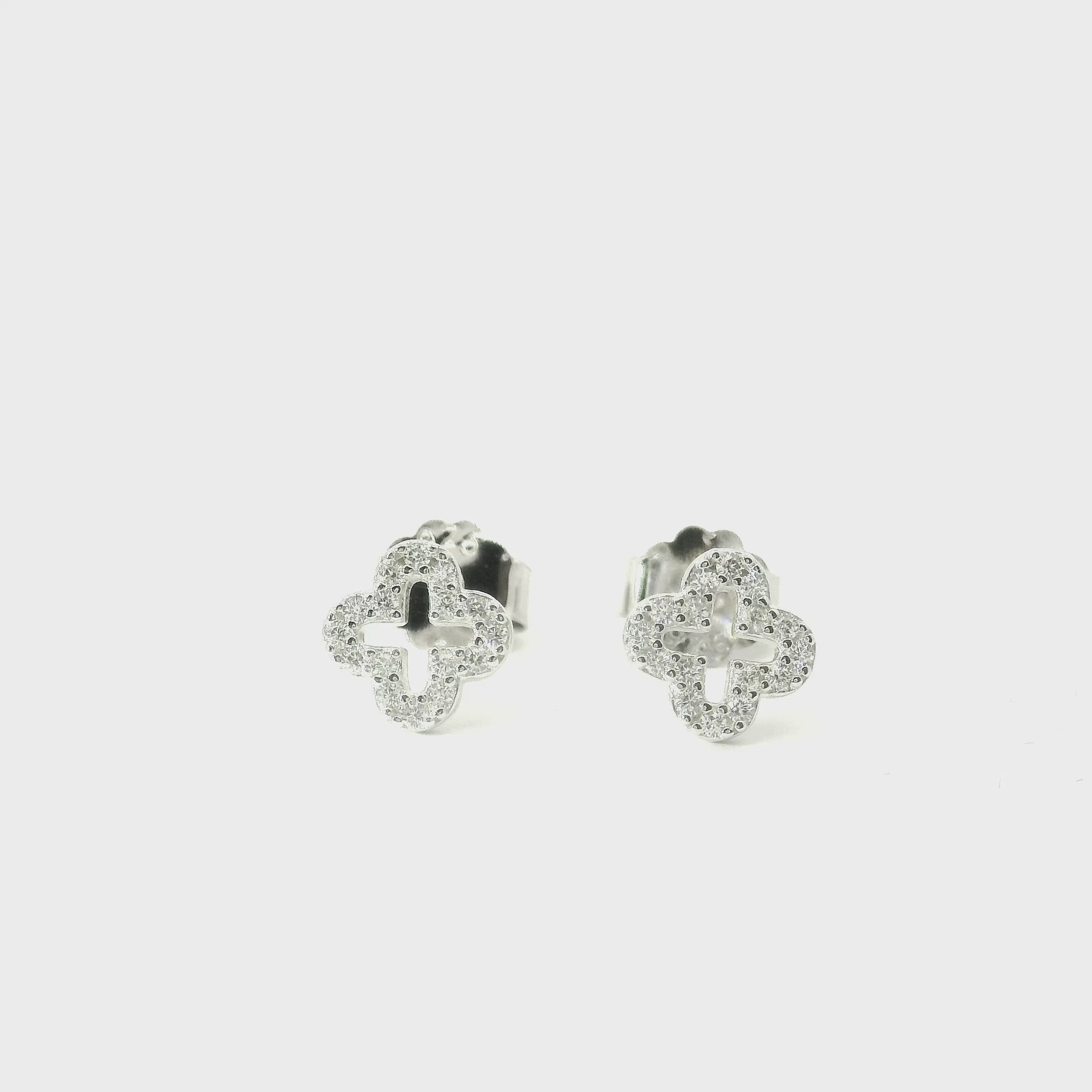 KLEEBLATT OHRSTECKER 925 SILBER MIT ZIRKONIA
