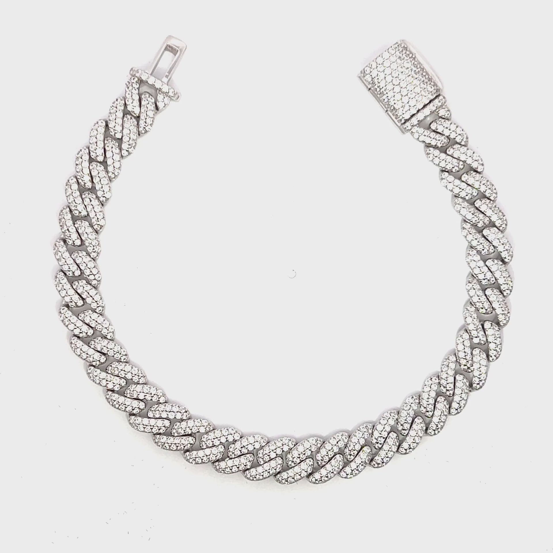 Miami Cuban Link Bracelet 8mm 925 Sterling Silver Solid Cubic Zirconia