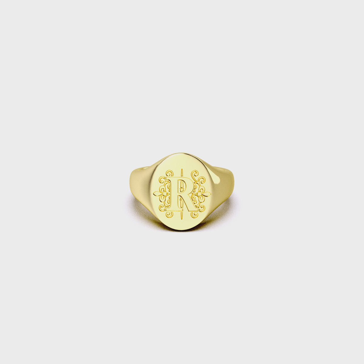 OVALER MONOGRAMM-RING SILBER